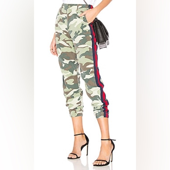Mother camo jogger pants linen blend no zip misfit side stripe 23 - Picture 12 of 13